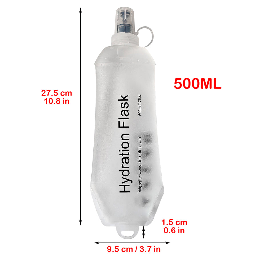 500ml 250ml 150ml See Through White Recycable, food-graded, safety collapsible soft flask hydration bottle FDA approved leakproof flask for camping, running, hiking etc