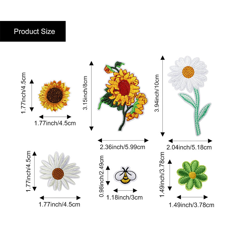 36Pcs Bee and Flowers Patches Embroidered Iron on Vivid Flowers Bright Color Patch for Clothes, Iron-on Patches / Sew-on Appliques Patches for Clothing, Jackets, Backpacks, Caps, Jeans