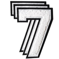 3PCS White/Black Chenille Number, 4.5" Iron on Number Patches, Chenille Stitch Numbers 0 to 9 Patches for Clothing
