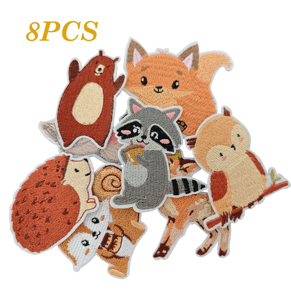 8Pcs Fox Patches Embroidered Iron on Vivid hedgehog Bright Color Animal Patch for Clothes, Iron-on Patches / Sew-on Appliques Patches for Clothing, Jackets, Backpacks, Caps, Jeans