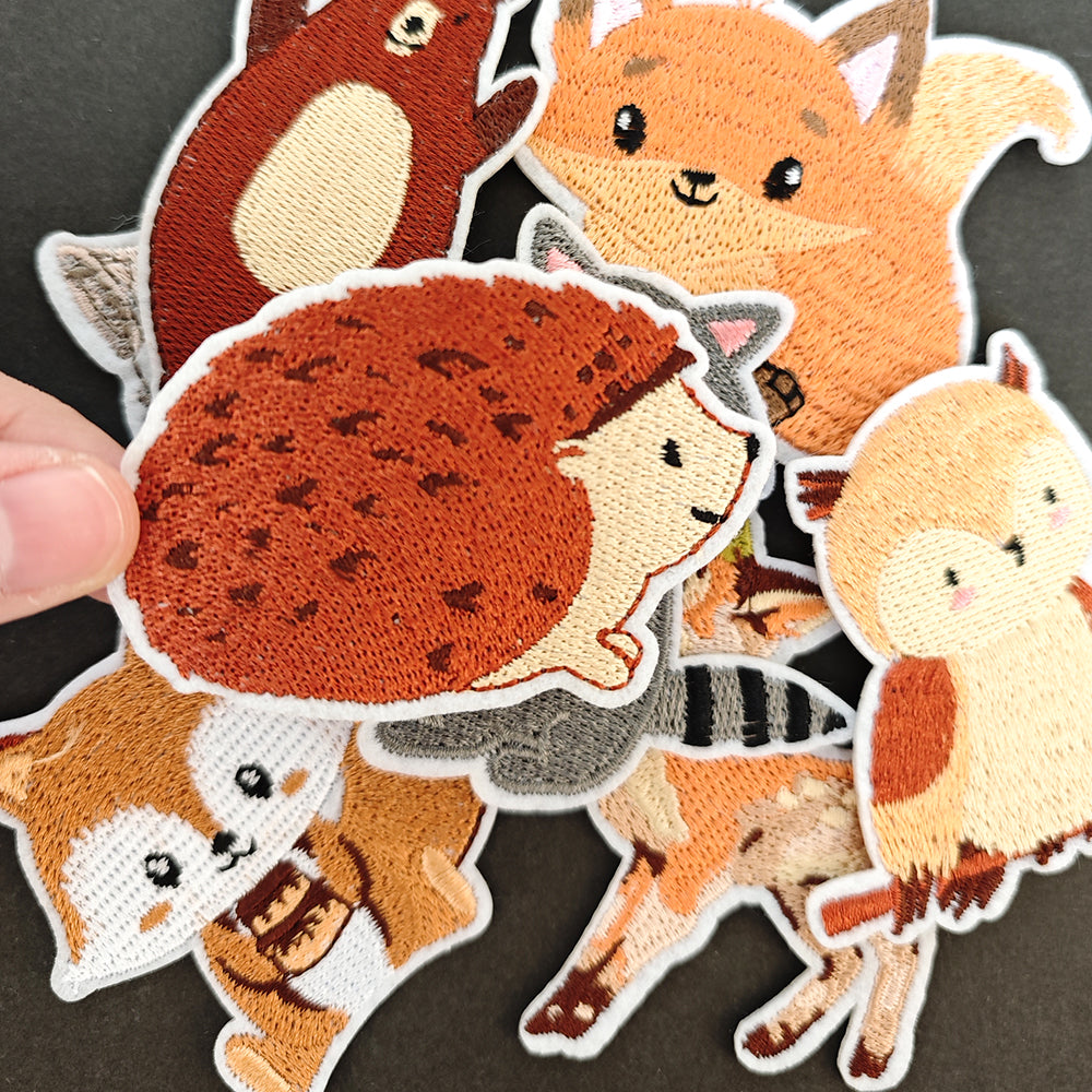 8Pcs Fox Patches Embroidered Iron on Vivid hedgehog Bright Color Animal Patch for Clothes, Iron-on Patches / Sew-on Appliques Patches for Clothing, Jackets, Backpacks, Caps, Jeans