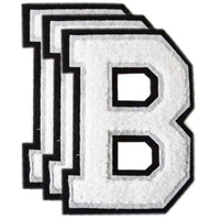 3PCS White/Black Chenille Letter, 4.5" Iron on Letters Patches, Chenille Stitch Varsity Letter A to Z Patches for Clothing