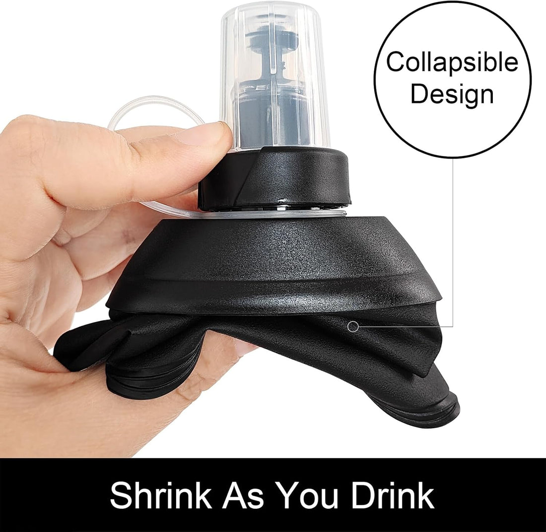 150ml 250ml 500ml Black Recycable, food-graded, safety collapsible soft flask Collapsible Water Bottle Foldable Water Bottle Soft Flask 500ml for Running, Cycling, Camping, Hiking