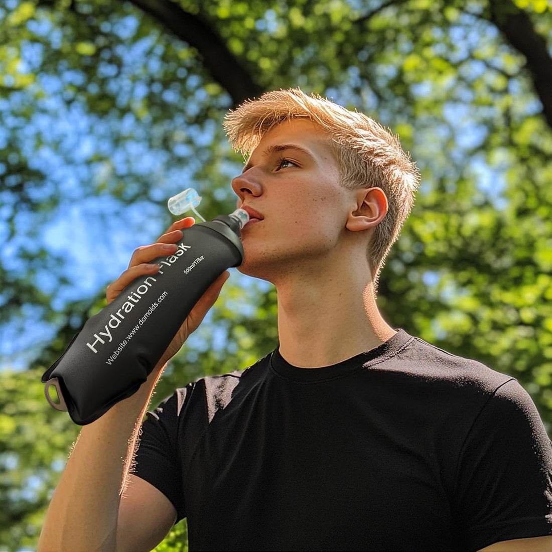 150ml 250ml 500ml Black Recycable, food-graded, safety collapsible soft flask Collapsible Water Bottle Foldable Water Bottle Soft Flask 500ml for Running, Cycling, Camping, Hiking