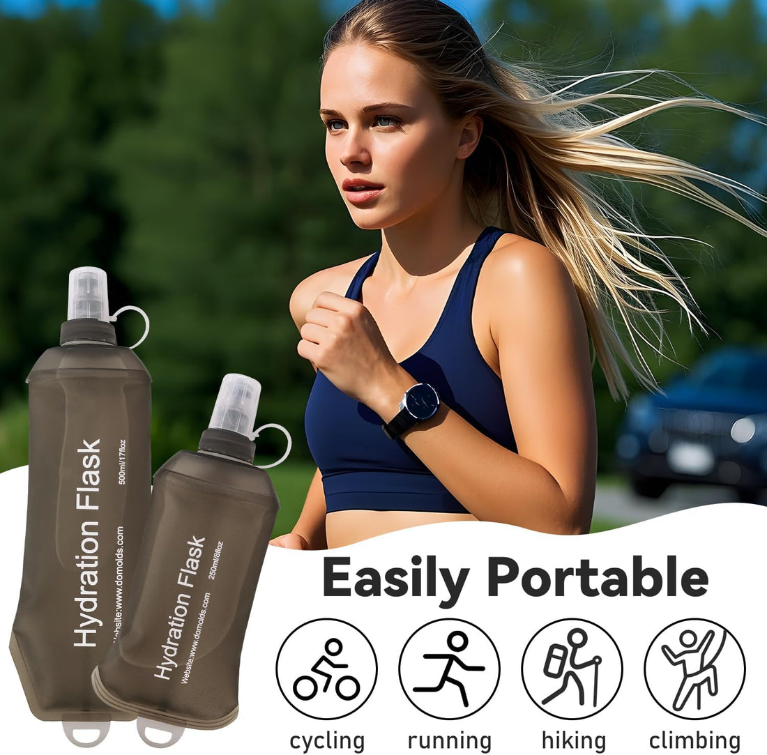 150ml 250ml 500ml Gray Recycable, food-graded, safety collapsible soft flask Collapsible Water Bottle Foldable Water Bottle Soft Flask 500ml for Running, Cycling, Camping, Hiking
