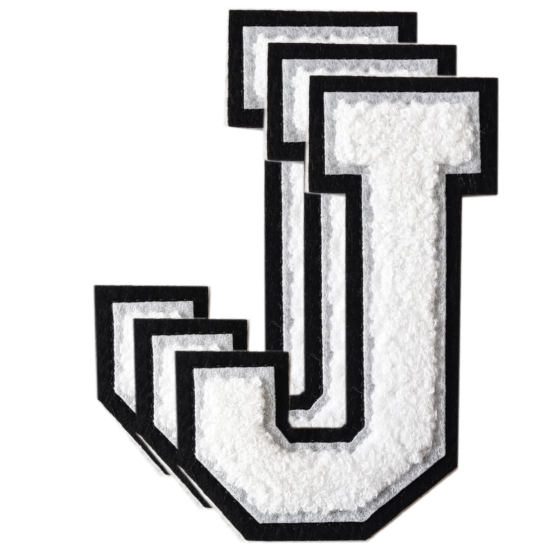 3PCS White/Black Chenille Letter, 4.5" Iron on Letters Patches, Chenille Stitch Varsity Letter A to Z Patches for Clothing