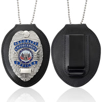 Neck Chain Badge with Faux Leather Badge Holder Pin-on Alloy Security Badge