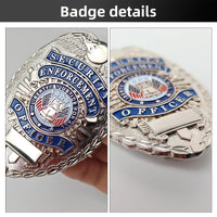 Neck Chain Badge with Faux Leather Badge Holder Pin-on Alloy Security Badge