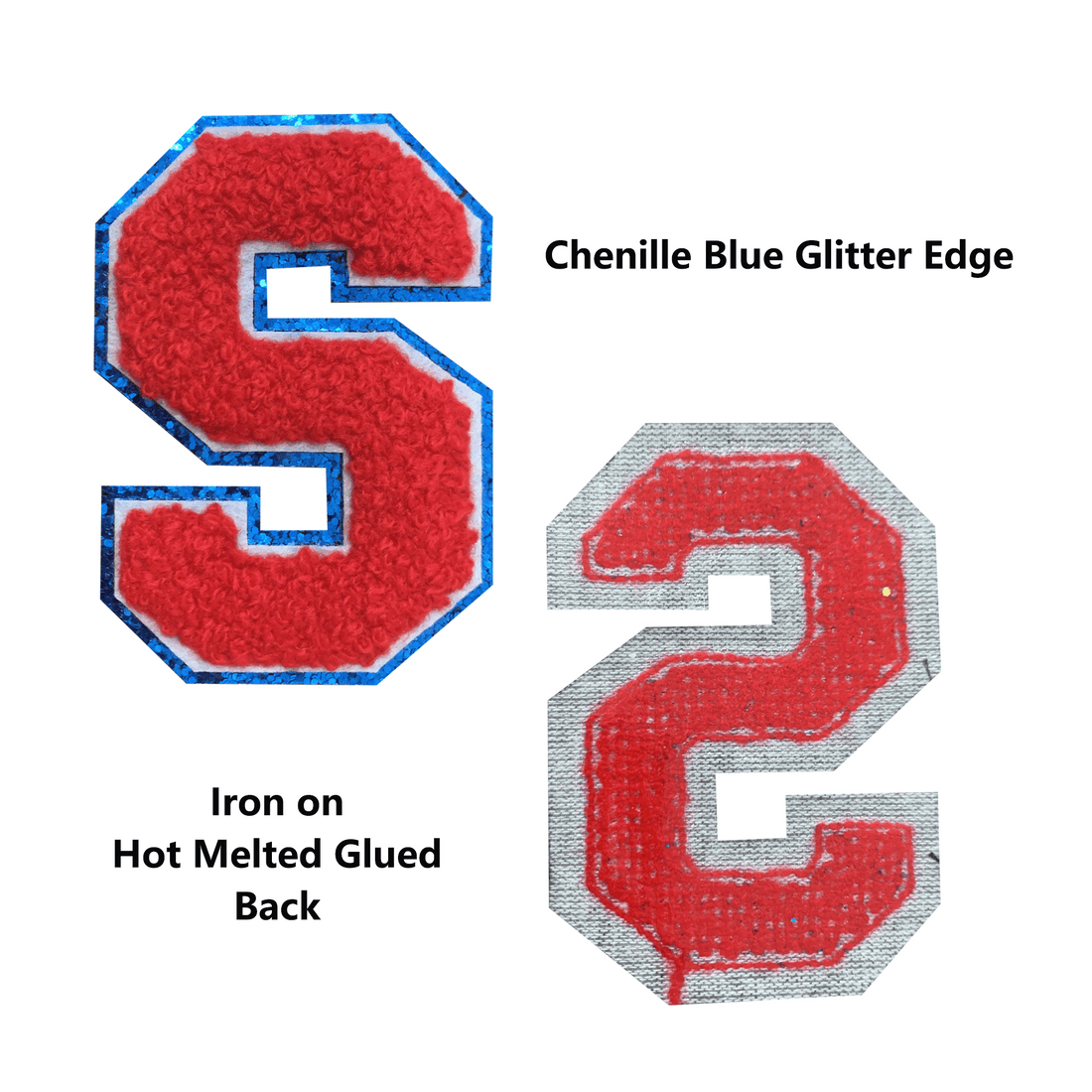 9PCS Red USA Chenille Patches, USA Chenille Patches, Bright Vivid Colors, Sew on/Iron on Glitter Patch Applique for Clothes, Dress, Hat, Jeans, DIY Accessories
