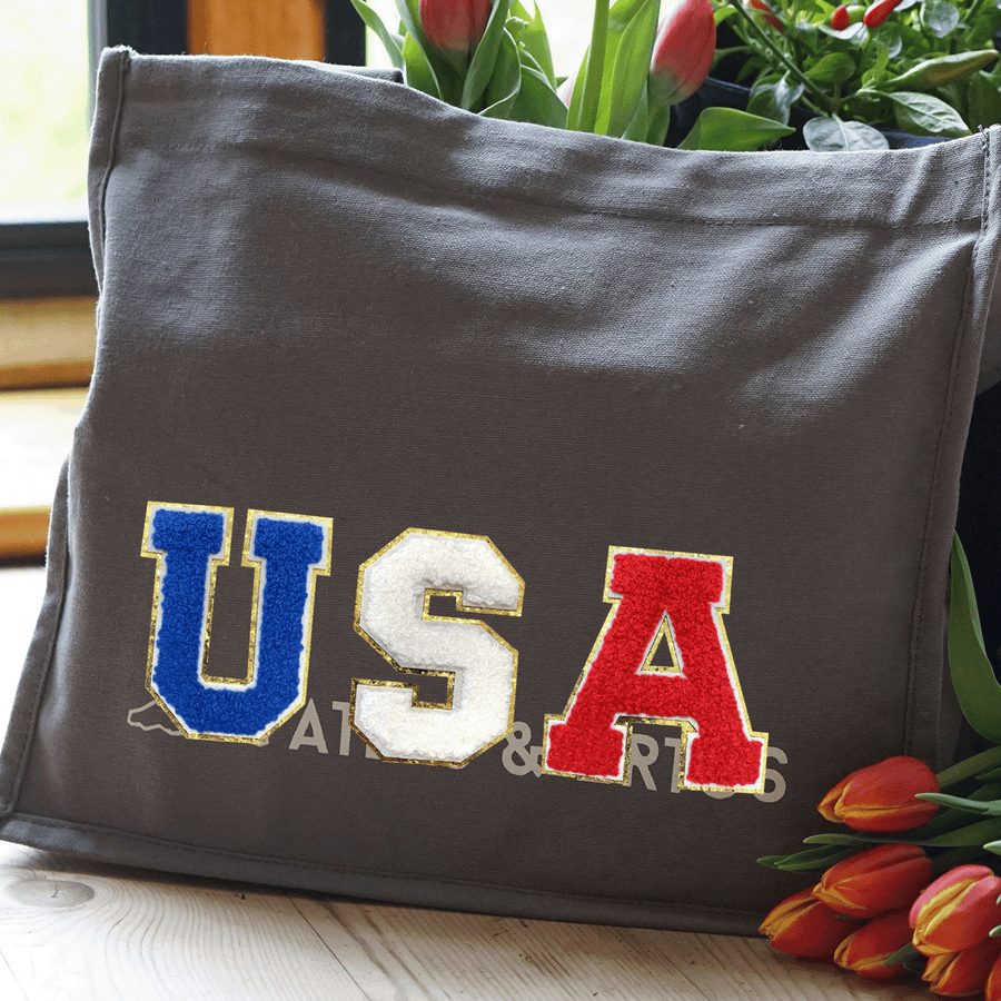 9PCS Different Color USA Chenille Patches, Colorful USA Chenille Patches, Bright Vivid Colors, Sew on/Iron on Glitter Patch Applique for Clothes, Dress, Hat, Jeans, DIY Accessories