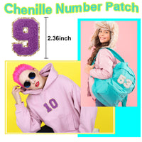 20PCS Purple Iron-on Chenille Number Patches for Clothing, Jackets, Backpacks - Numbers 0 to 9 Applique Iron on Repair Patches