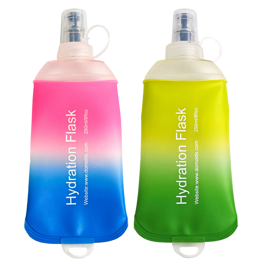 250ML 500ML Colorful Gradient Soft TPU Flask Running Water Bottle Water Flask Hydration Flasks for Hiking Camping Running Travelling