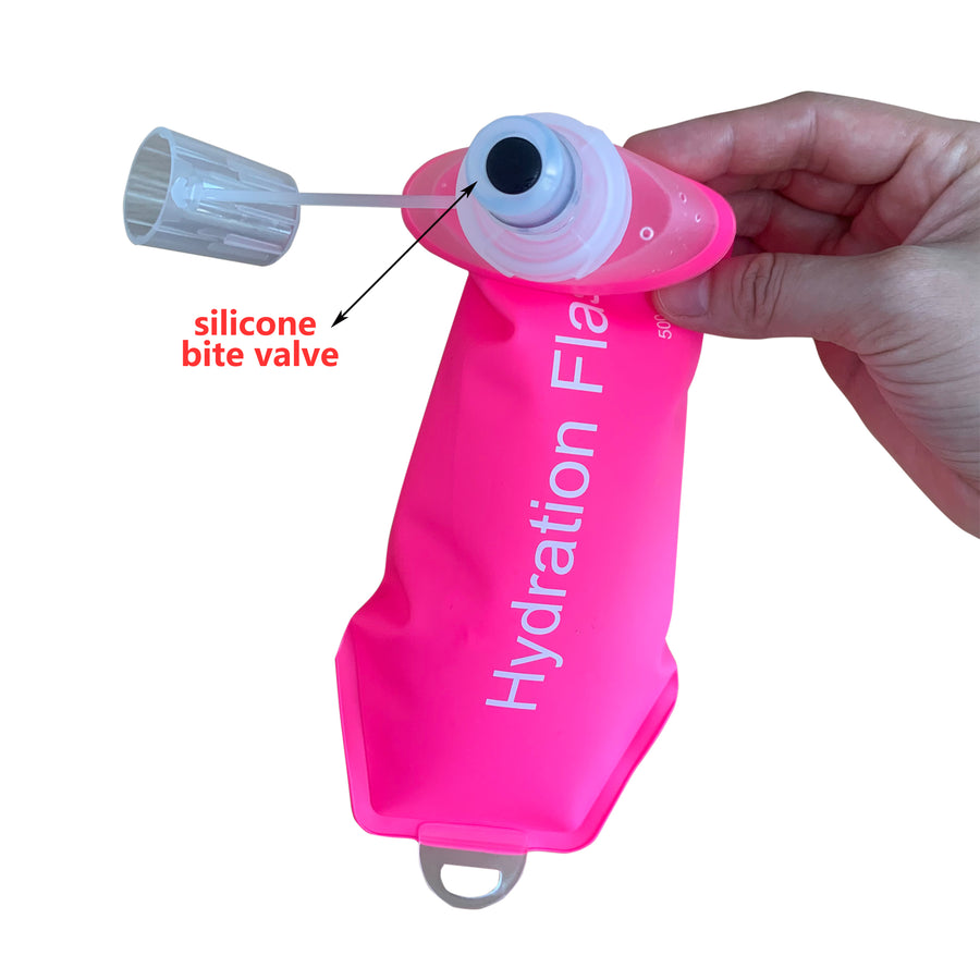 500ML Pink Soft TPU Flask Running Water Bottle Water Flask Hydration Flasks for Hiking Camping Running Travelling