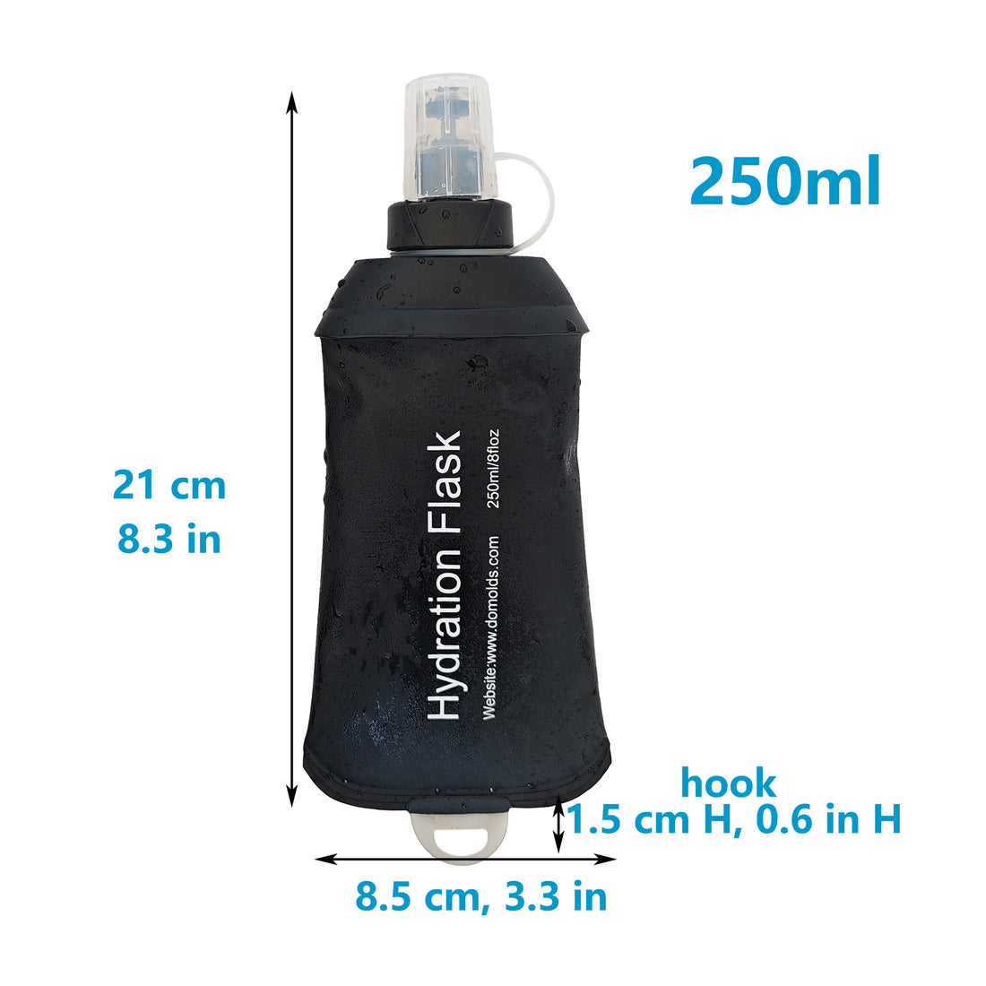 150ml 250ml 500ml Black Recycable, food-graded, safety collapsible soft flask Collapsible Water Bottle Foldable Water Bottle Soft Flask 500ml for Running, Cycling, Camping, Hiking