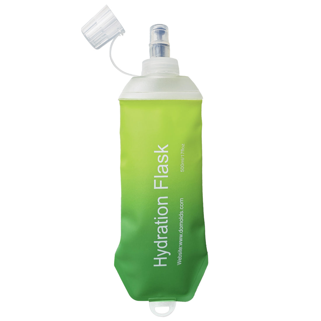 500ml Green Gradient Recycable, food-graded, safety collapsible soft flask hydration bottle FDA approved leakproof flask for camping, running, hiking etc