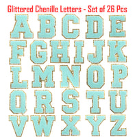 26PCS Blue Iron-on Chenille Letter Patches for Clothing, Jackets, Backpacks - Alphabet Applique Iron on Repair Patches