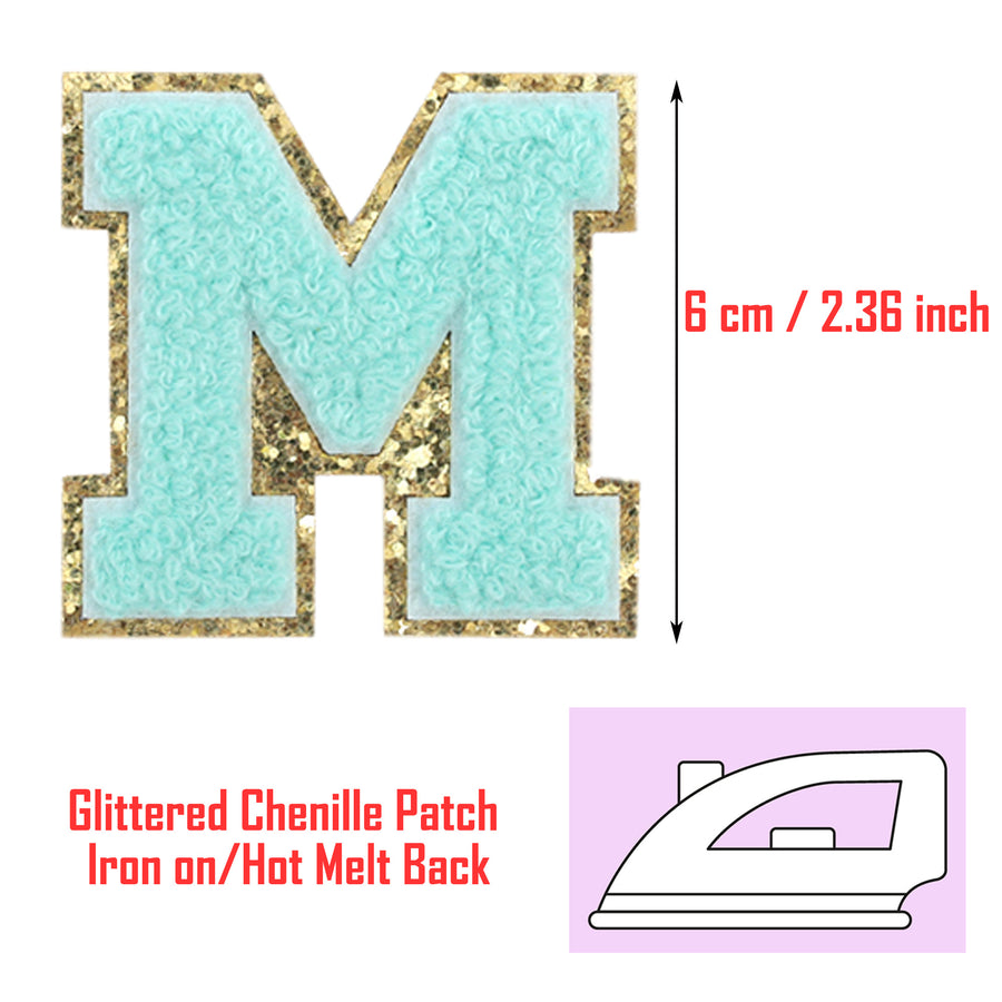 26PCS Blue Iron-on Chenille Letter Patches for Clothing, Jackets, Backpacks - Alphabet Applique Iron on Repair Patches