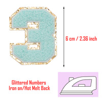 20PCS Blue Iron-on Chenille Number Patches for Clothing, Jackets, Backpacks - Numbers 0 to 9 Applique Iron on Repair Patches