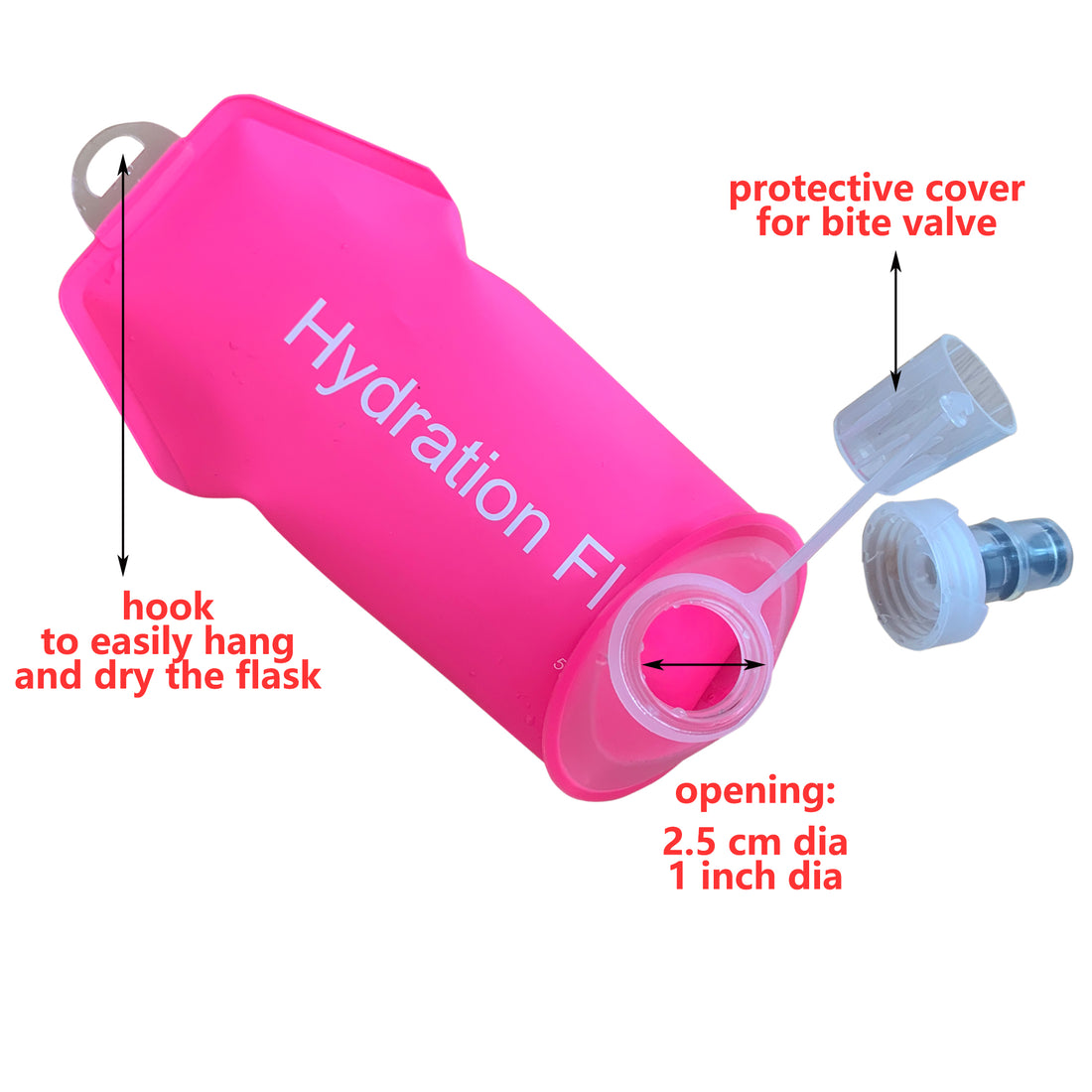 500ML Pink Soft TPU Flask Running Water Bottle Water Flask Hydration Flasks for Hiking Camping Running Travelling