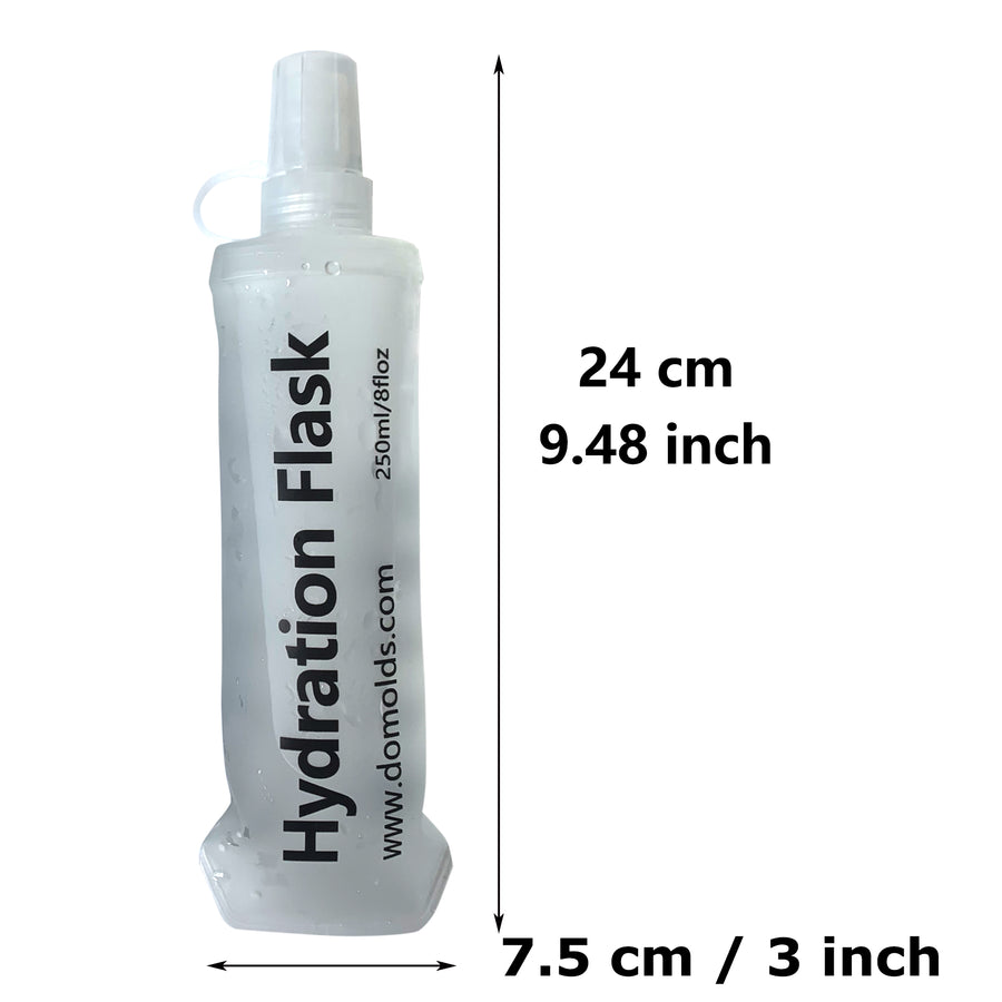 150ml 250ml 500ml White Recycable, food-graded, safety collapsible soft flask hydration bottle FDA approved leakproof flask for camping, running, hiking etc
