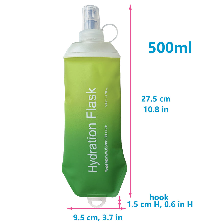 250ml Green Gradient Recycable, food-graded, safety collapsible soft flask hydration bottle FDA approved leakproof flask