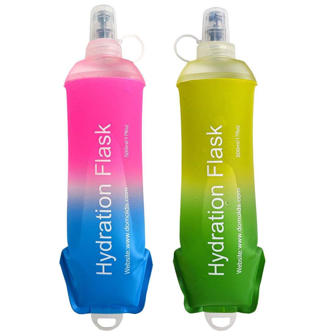 250ML 500ML Colorful Gradient Soft TPU Flask Running Water Bottle Water Flask Hydration Flasks for Hiking Camping Running Travelling