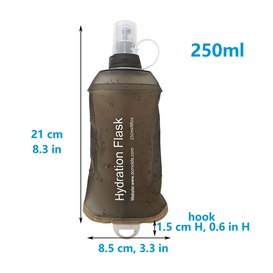 150ml 250ml 500ml Gray Recycable, food-graded, safety collapsible soft flask Collapsible Water Bottle Foldable Water Bottle Soft Flask 500ml for Running, Cycling, Camping, Hiking