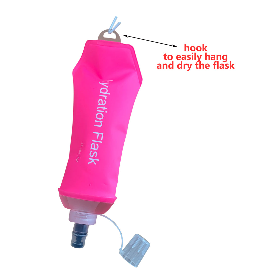 500ML Pink Soft TPU Flask Running Water Bottle Water Flask Hydration Flasks for Hiking Camping Running Travelling