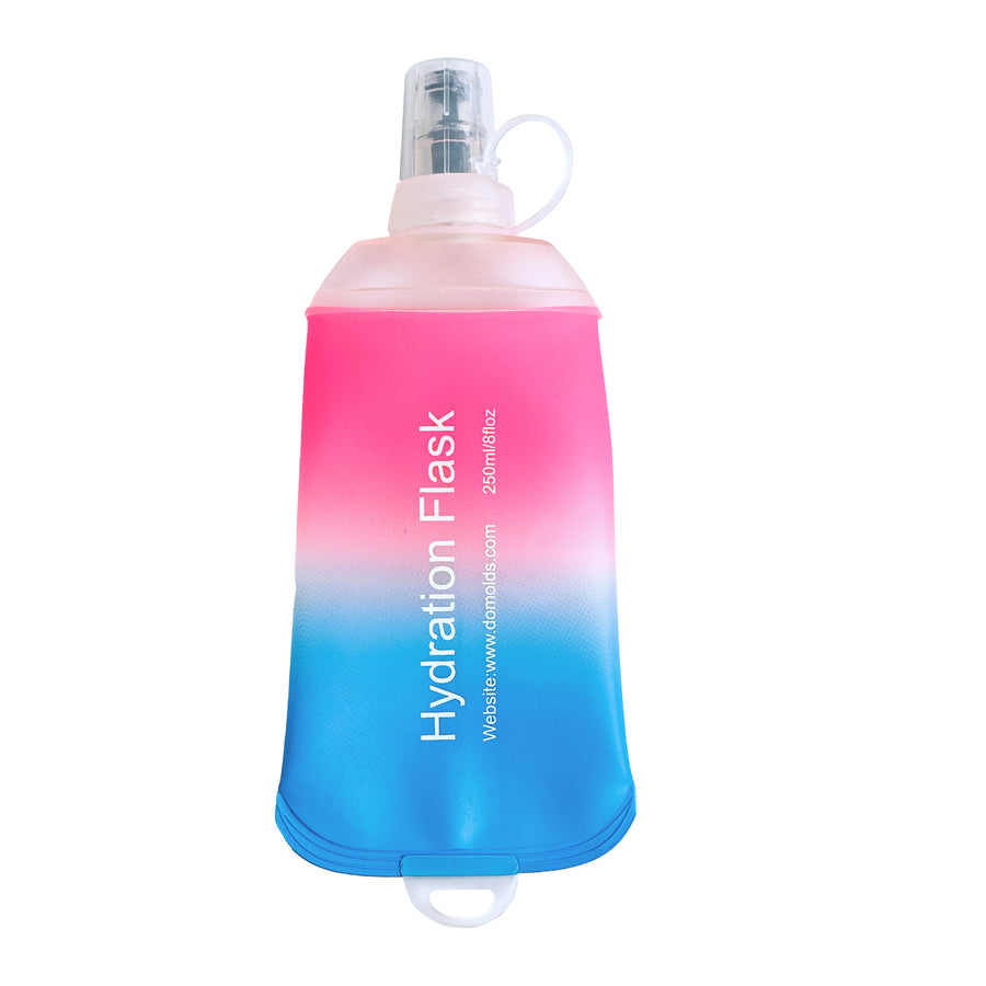 250ML 500ML Colorful Gradient Soft TPU Flask Running Water Bottle Water Flask Hydration Flasks for Hiking Camping Running Travelling