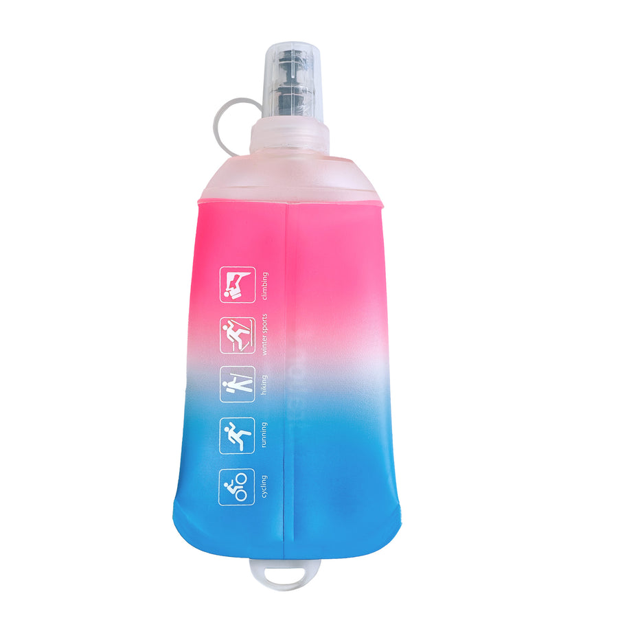 250ML 500ML Colorful Gradient Soft TPU Flask Running Water Bottle Water Flask Hydration Flasks for Hiking Camping Running Travelling