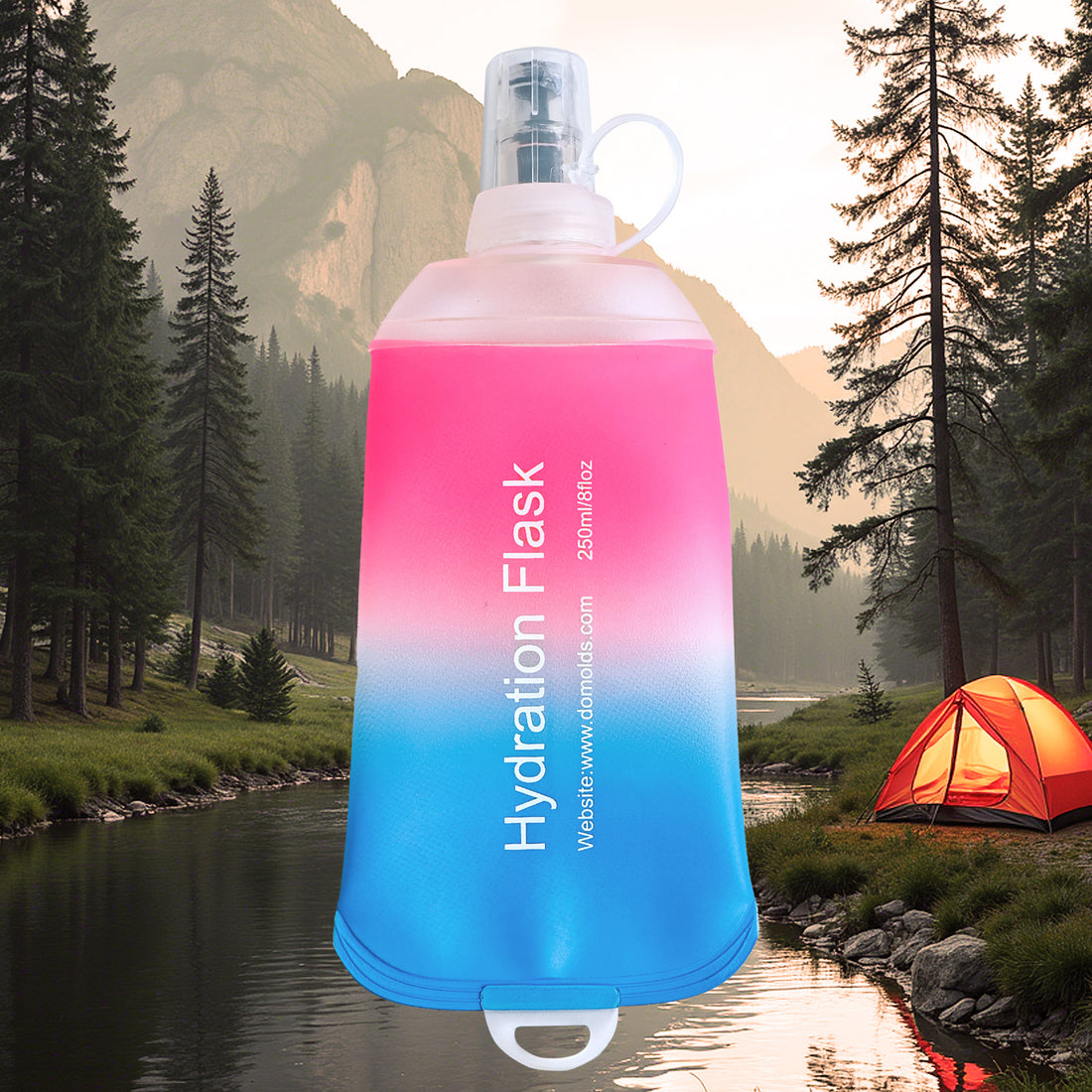 250ML 500ML Colorful Gradient Soft TPU Flask Running Water Bottle Water Flask Hydration Flasks for Hiking Camping Running Travelling