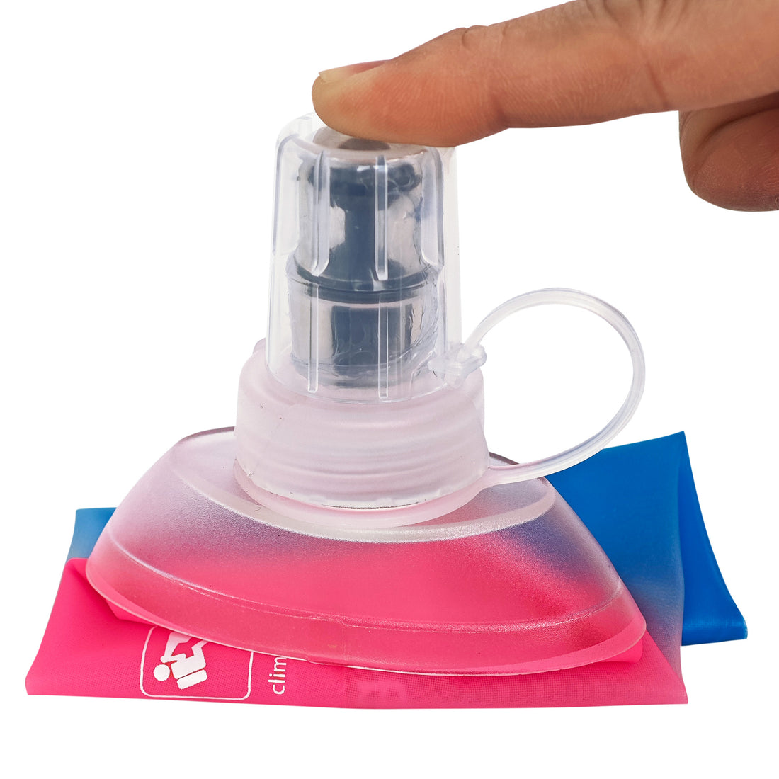 500ml Pink Blue Gradient Recycable, food-graded, safety collapsible soft flask hydration bottle FDA approved leakproof flask for camping, running, hiking etc