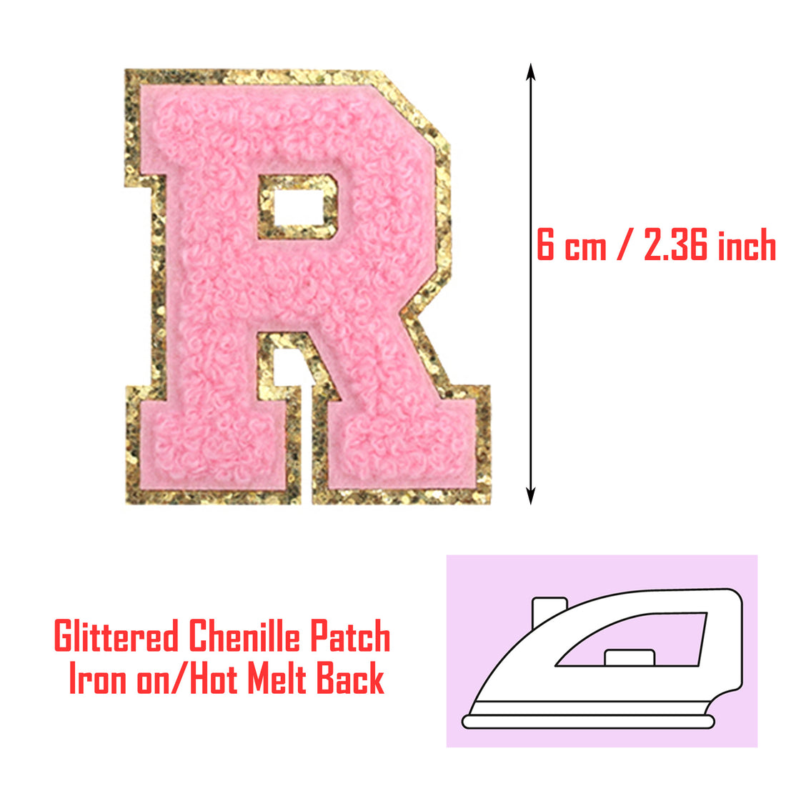 26PCS Pink Iron-on Chenille Letter Patches for Clothing, Jackets, Backpacks - Alphabet Applique Iron on Repair Patches