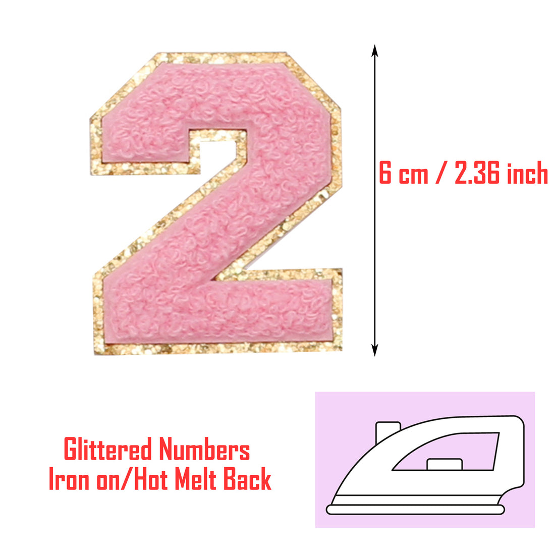 20PCS Pink Iron-on Chenille Number Patches for Clothing, Jackets, Backpacks - Numbers 0 to 9 Applique Iron on Repair Patches