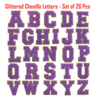 26PCS Purple Iron-on Chenille Letter Patches for Clothing, Jackets, Backpacks - Alphabet Applique Iron on Repair Patches