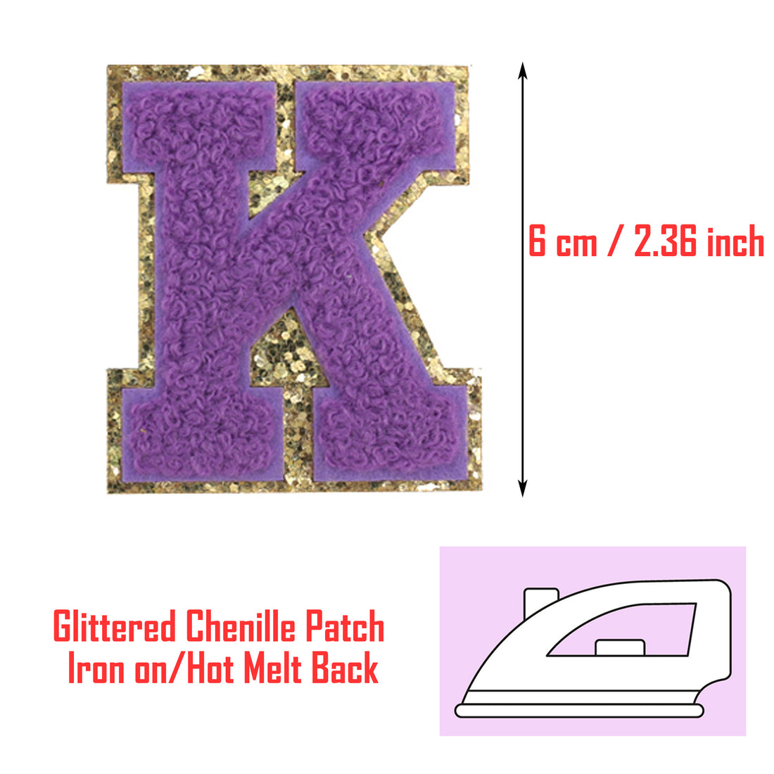 26PCS Purple Iron-on Chenille Letter Patches for Clothing, Jackets, Backpacks - Alphabet Applique Iron on Repair Patches