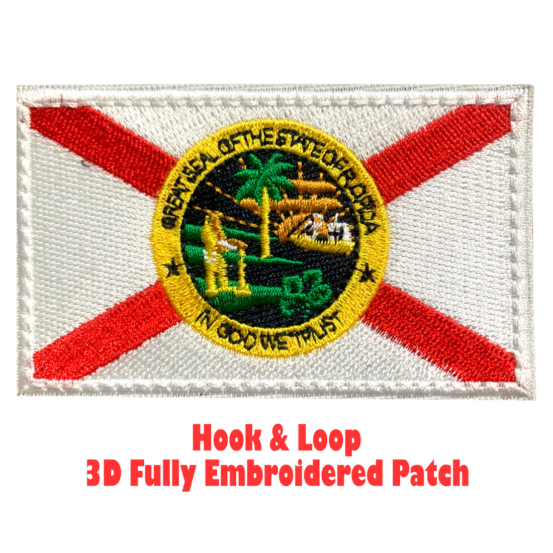 State of Florida Flag Hook and Loop Embroidered Patch for Uniform, Tactical Bag, Jacket, Jeans, and Hats