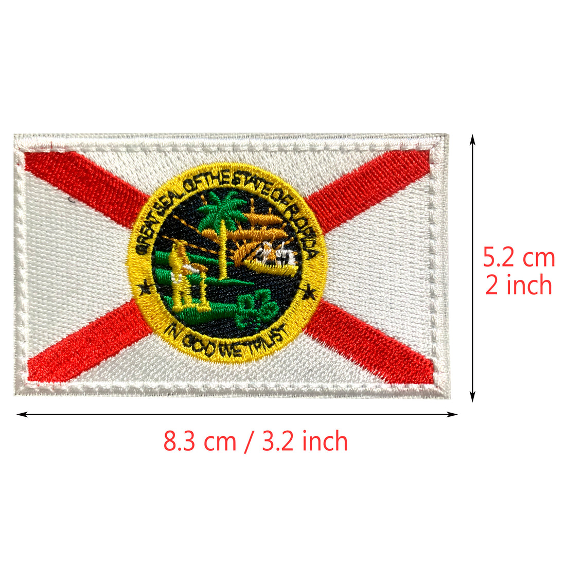 State of Florida Flag Hook and Loop Embroidered Patch for Uniform, Tactical Bag, Jacket, Jeans, and Hats