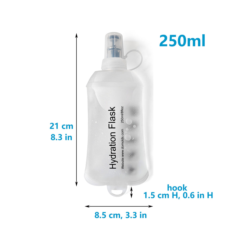 500ml 250ml 150ml See Through White Recycable, food-graded, safety collapsible soft flask hydration bottle FDA approved leakproof flask for camping, running, hiking etc