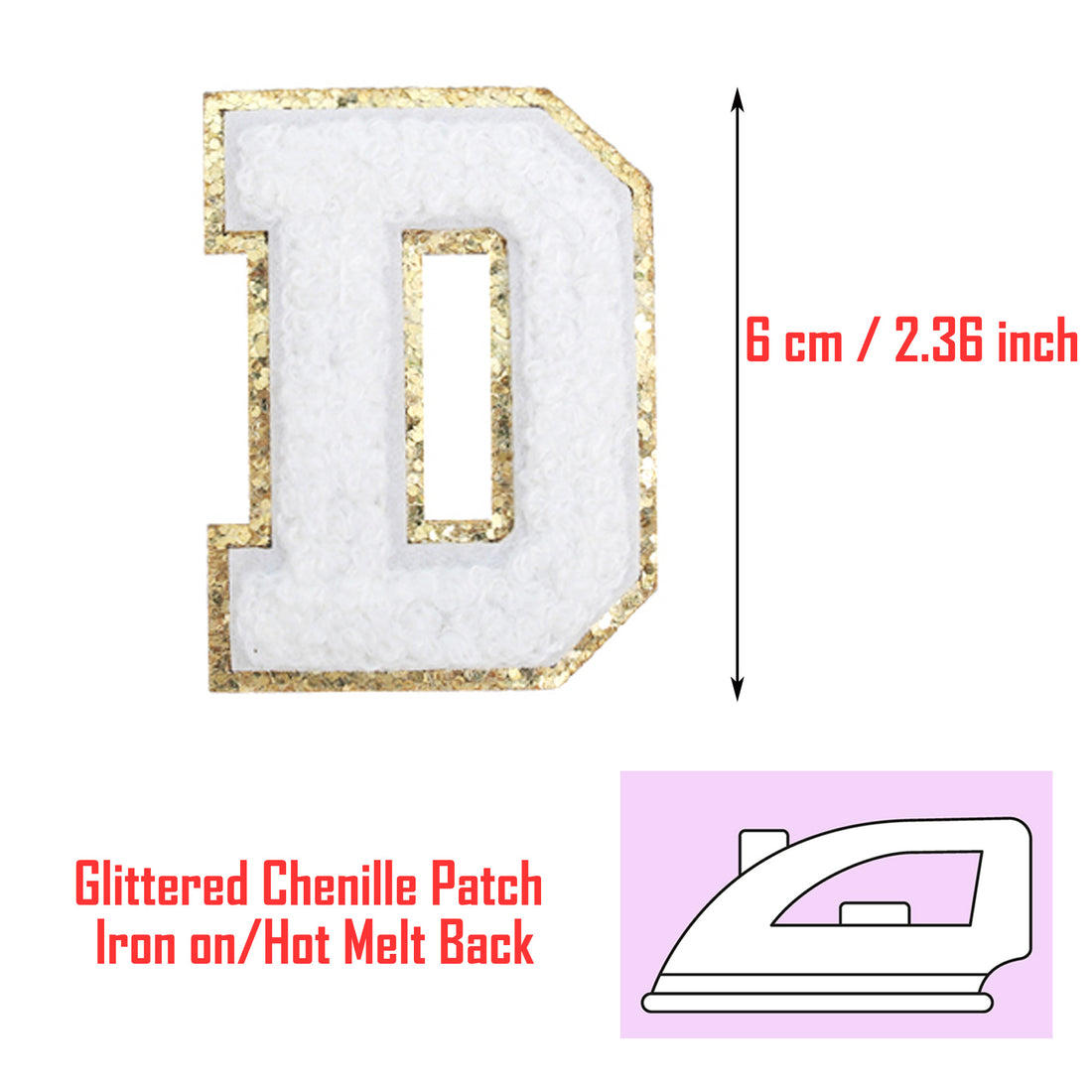 26PCS White Iron-on Chenille Letter Patches for Clothing, Jackets, Backpacks - Alphabet Applique Iron on Repair Patches