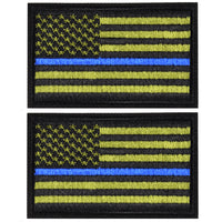 2 Pieces Tactical USA Flag Patch -Green & blue - American Flag US United States of America Military Uniform Emblem Patches