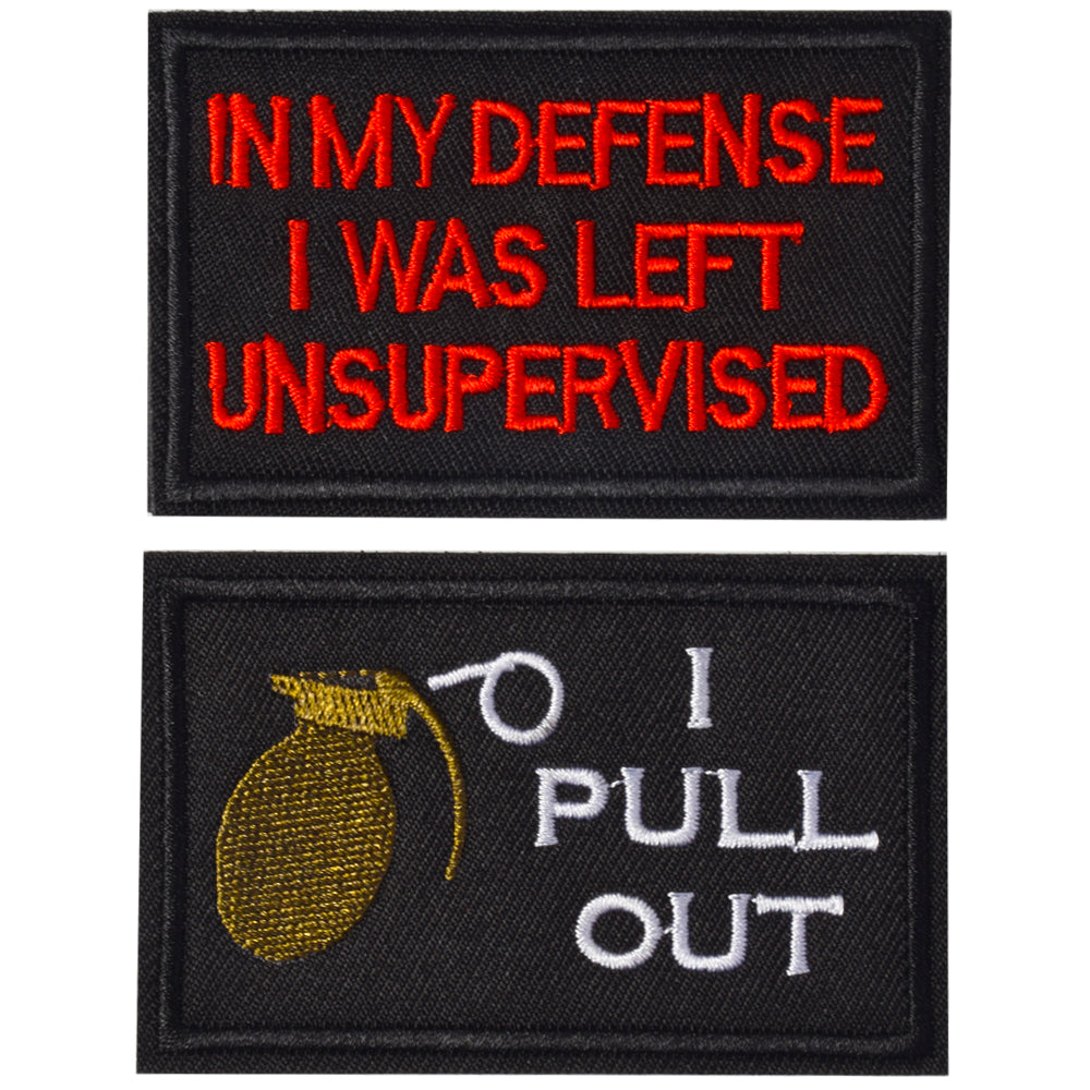 I Pull Out & in My Defense I was Left Unsupervised Tactical Military Morale Patch for Tactical Gear