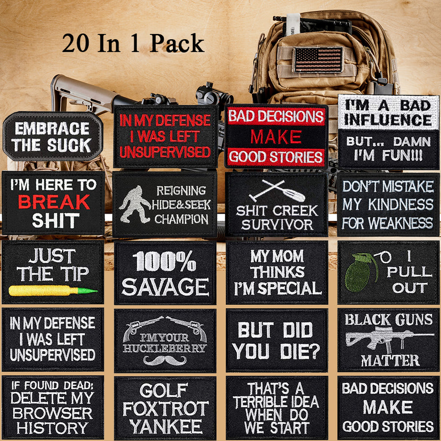 20 Pieces Tactical Morale Embroidery Patch Military Funny Patch