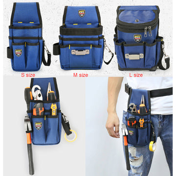 Tool Waist Bag Belt Heavy Duty Oxford Tool Apron with Multiple Pockets of Different Sizes and Depth (Bag only, No Tools)