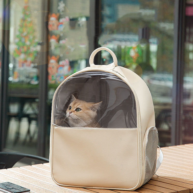 Fashionable Elegant Cat Carrier, Dog Carrier, Pet Carrier, Foldable Waterproof PU Leather Backpack, Portable Bag Carrier Women Bag for Camping, Hiking, Overnight Travel