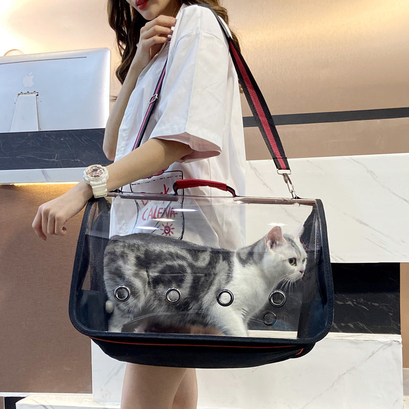 Custom Logo PVC Transparent Cat Carrier, Dog Carrier, Pet Carrier, Portable Hand Bag Carrier for Cat and Dog