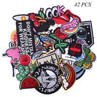 Embroidered Iron on Patches, Cute Sewing Applique for Jackets, Hats, Backpacks, Jeans, DIY Accessories, (42pcs)