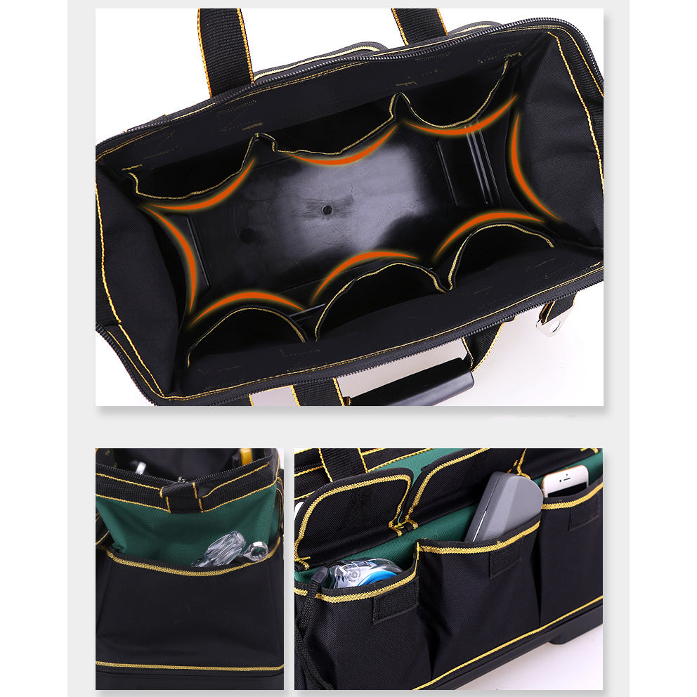 13.7in, 16in, 19.3in Close Top Wide Mouth Tool Storage Bag with Water Proof Hard Plastic Base (Bag only, No Tools)