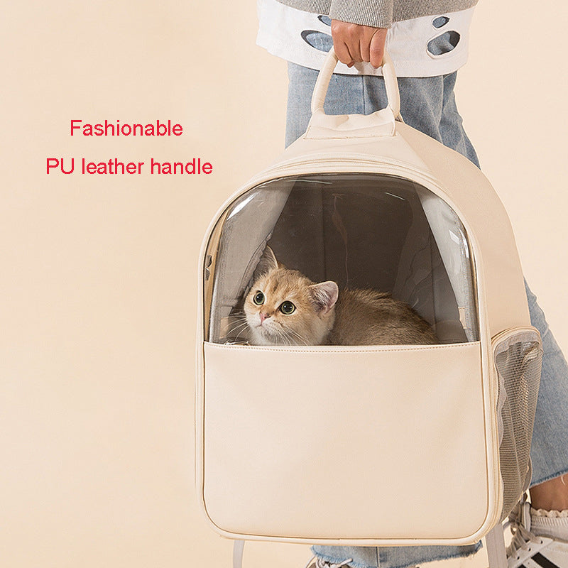 Fashionable Elegant Cat Carrier, Dog Carrier, Pet Carrier, Foldable Waterproof PU Leather Backpack, Portable Bag Carrier Women Bag for Camping, Hiking, Overnight Travel