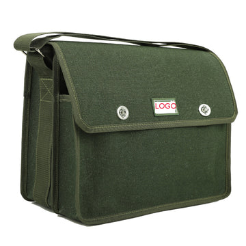 Heavy Duty Tool Bag Canvas Tool Bag with Shoulder Strap for Cars, Drill, Garden, and Electrician Army Green